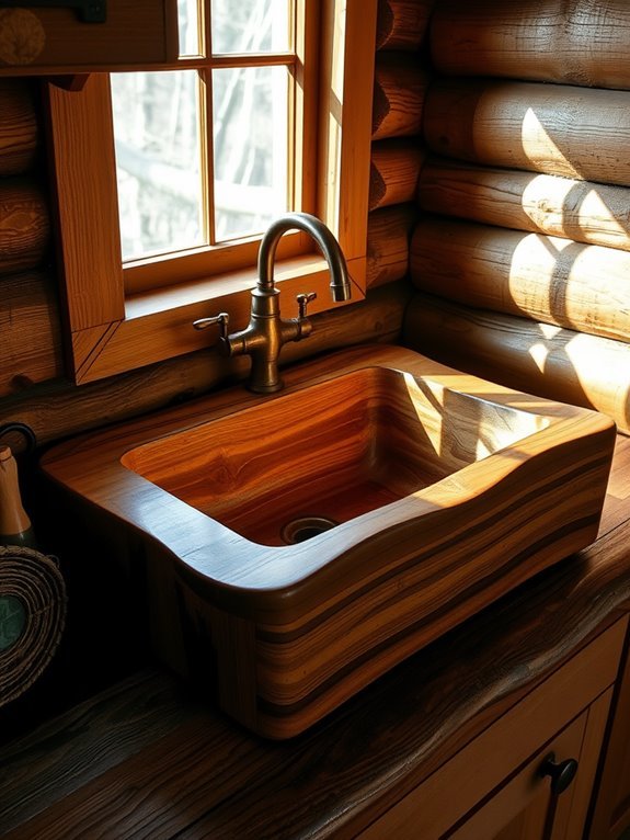 artisan crafted wooden basin