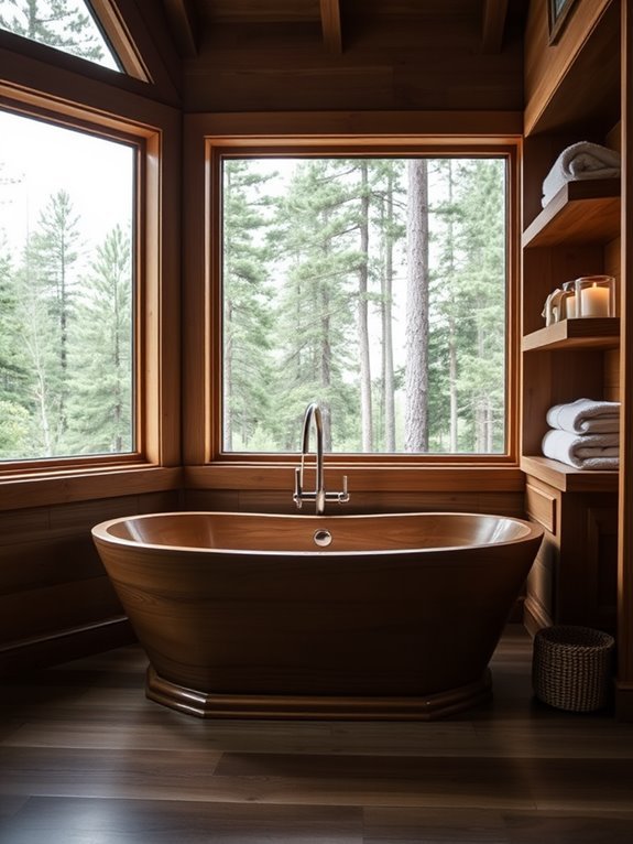 bathtubs featuring integrated shelves