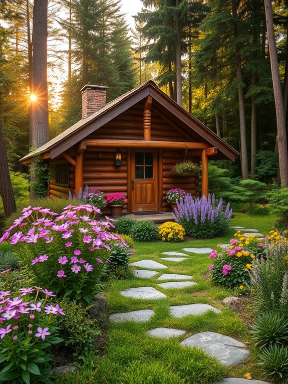 beautifully arranged flower beds