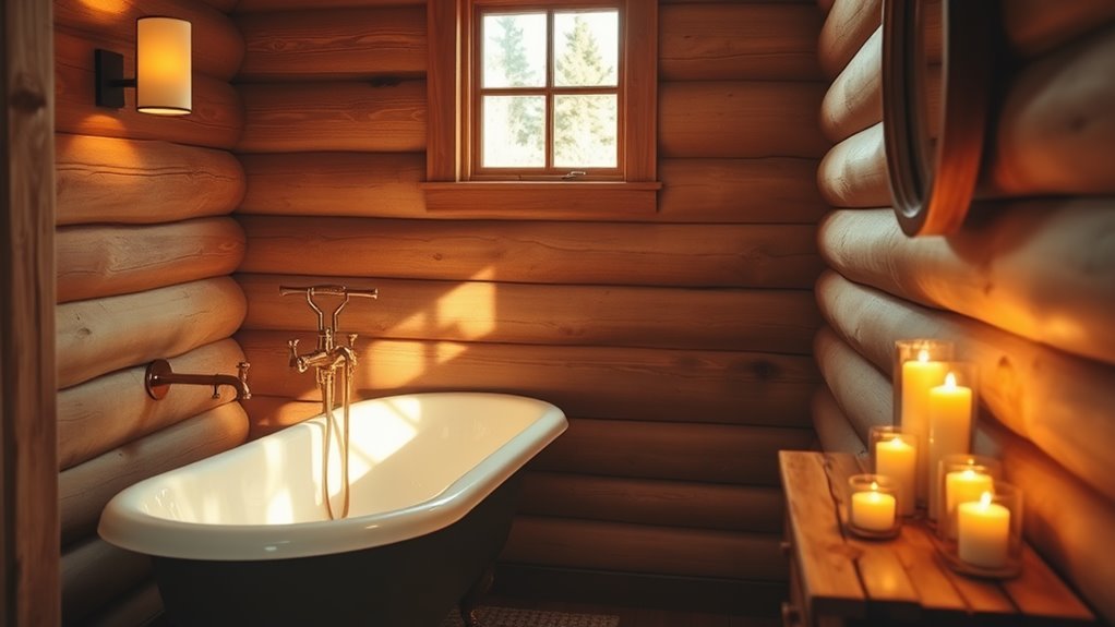 cabin bathroom lighting inspiration