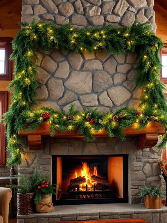 cedar garland for fireplace