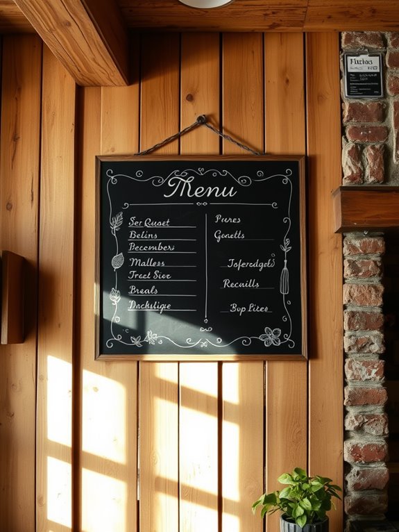 chalkboard displayed daily specials