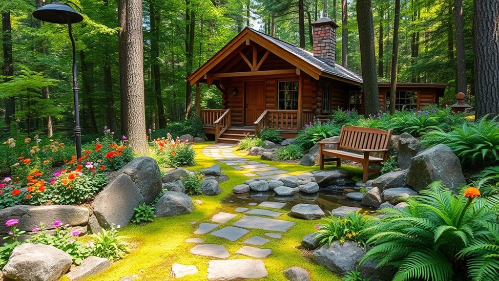 charming outdoor cabin landscaping