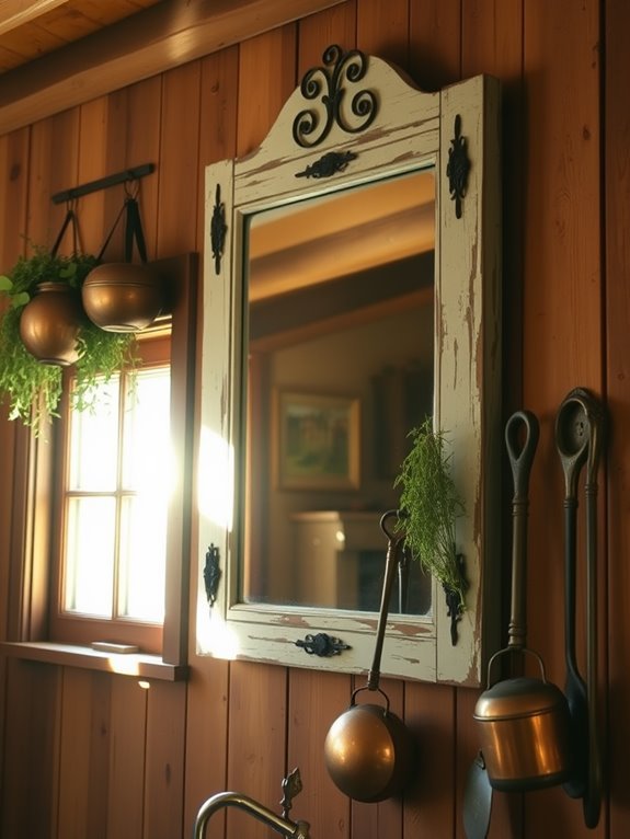 charming rustic mirror accents