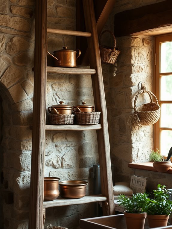 charming wooden ladder organizer