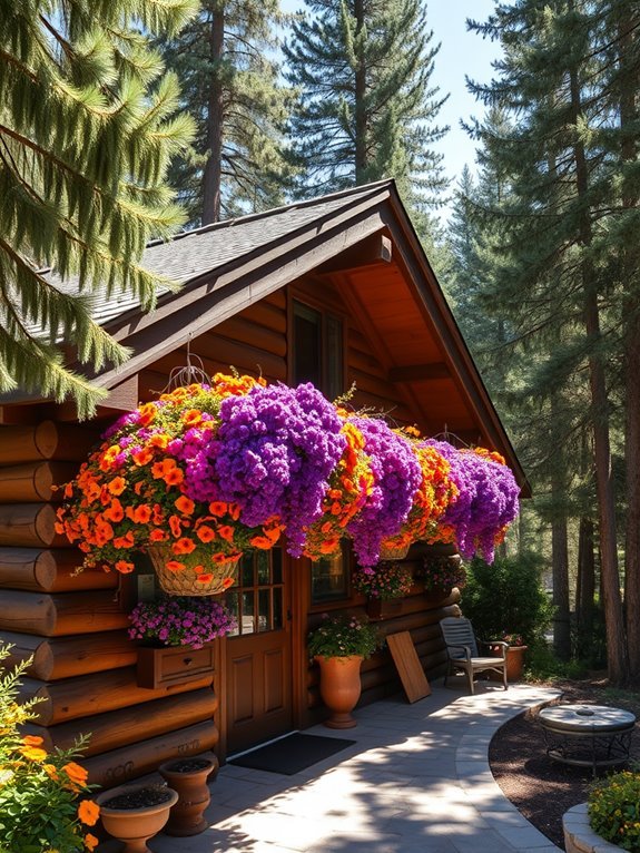 colorful floral hanging displays