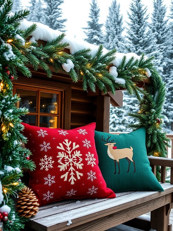 colorful holiday decor cushions
