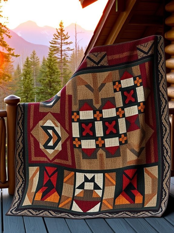 cozy cabin at sunset