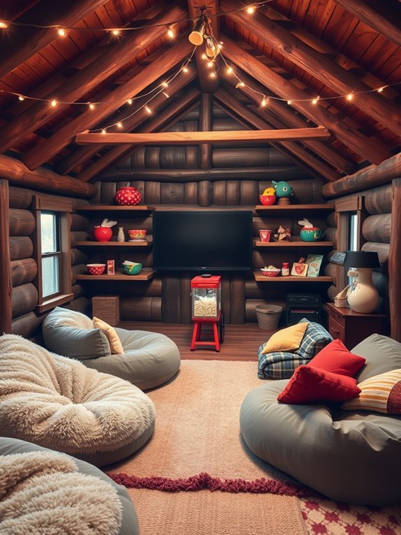 cozy film viewing space