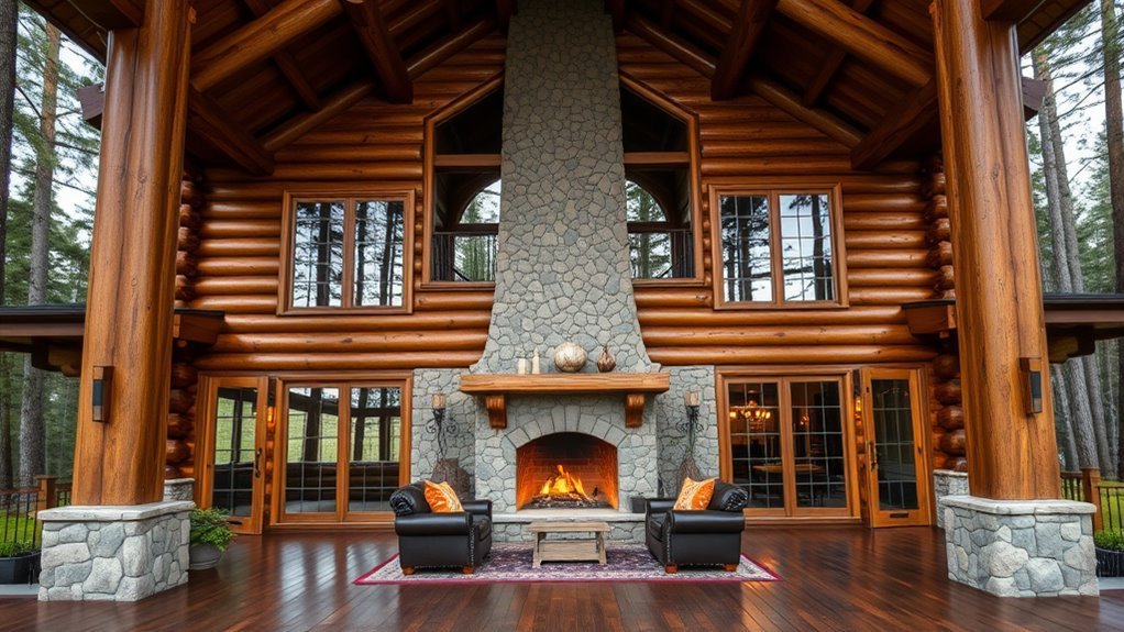 cozy log cabin fireplaces