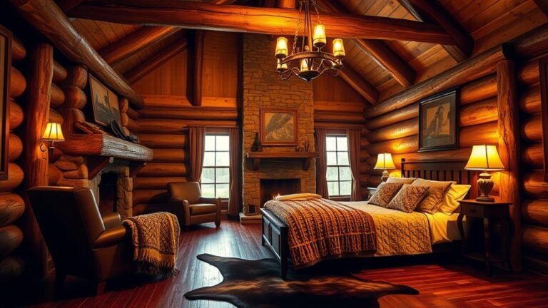 cozy log cabin lighting