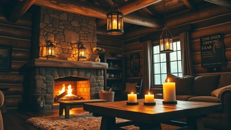 cozy log cabin lighting