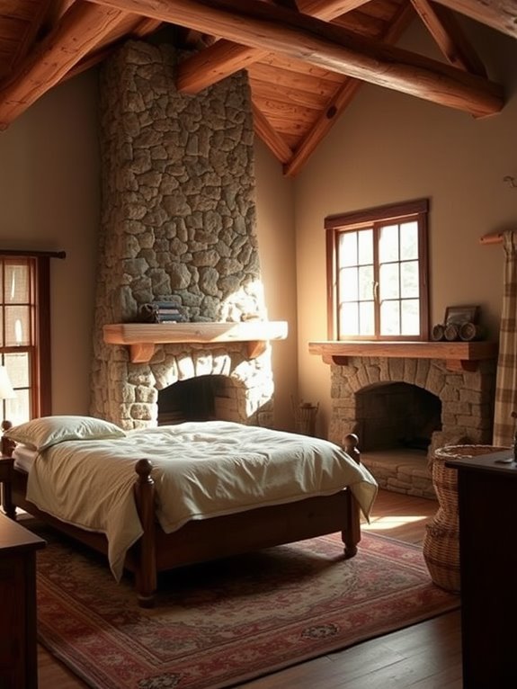 cozy stone fireplace design