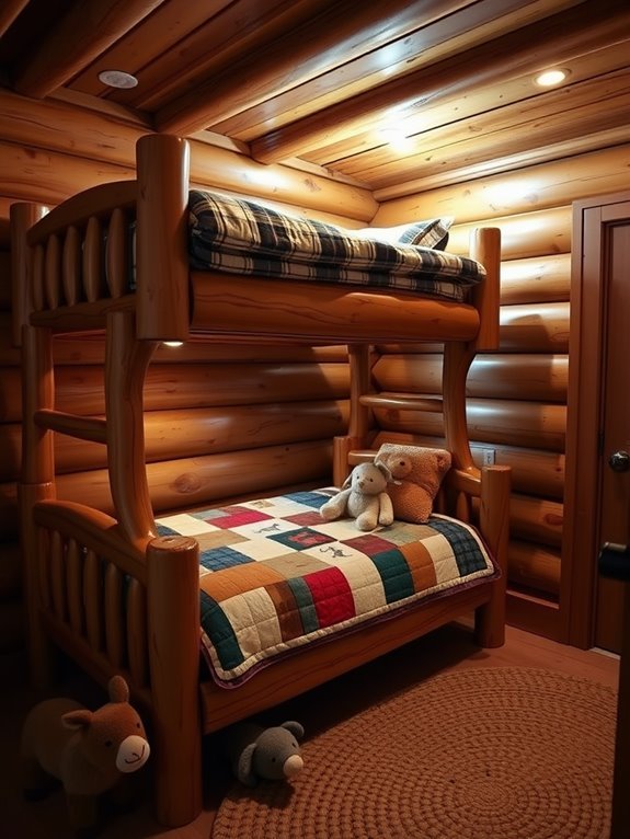 cozy wooden bunk beds