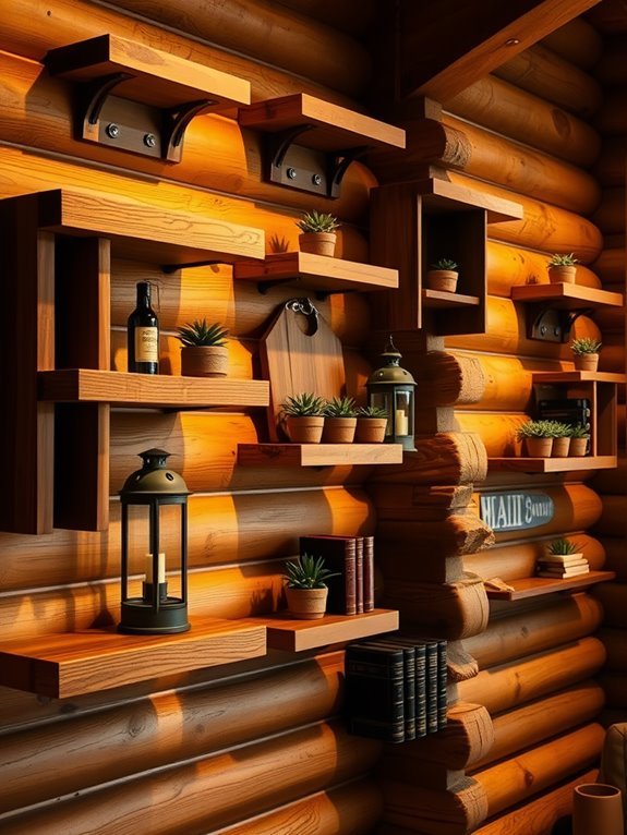 crafted natural wood shelves