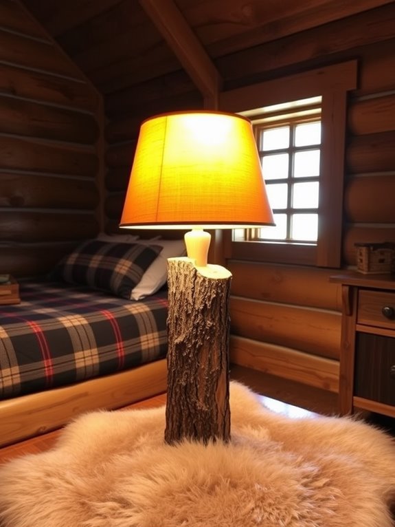 crafting rustic log lamps