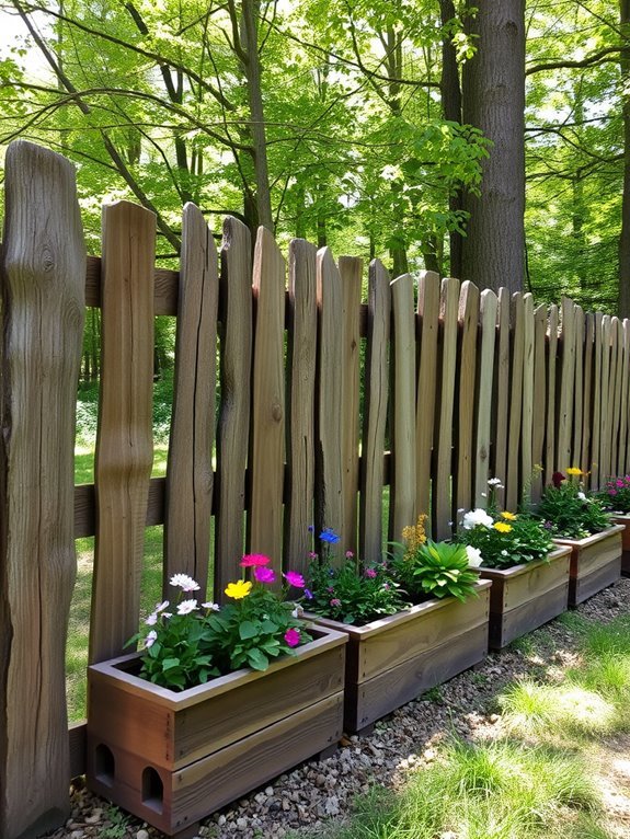 decorative fence with planters