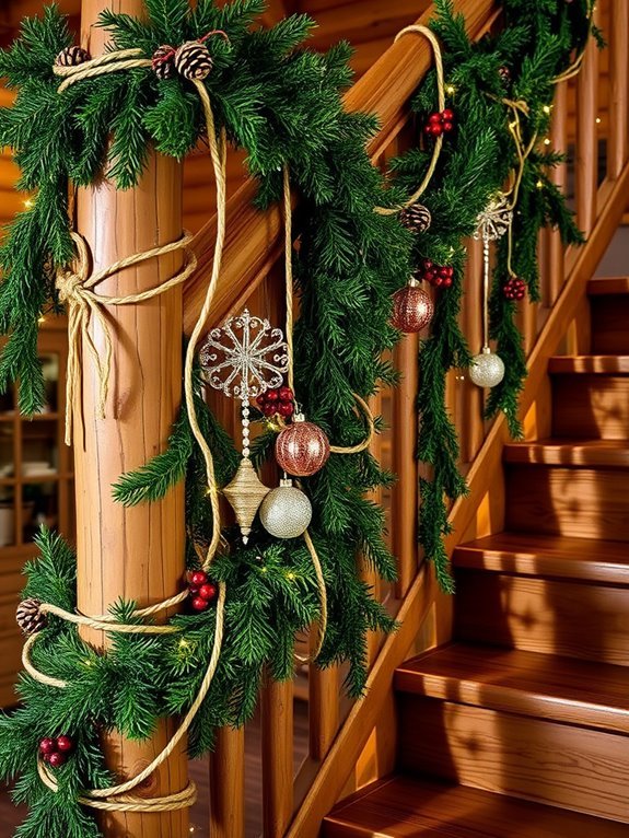 decorative staircase twine garland