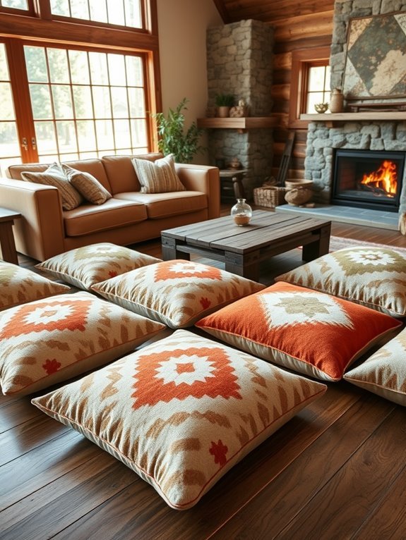 decorative stenciled floor cushions