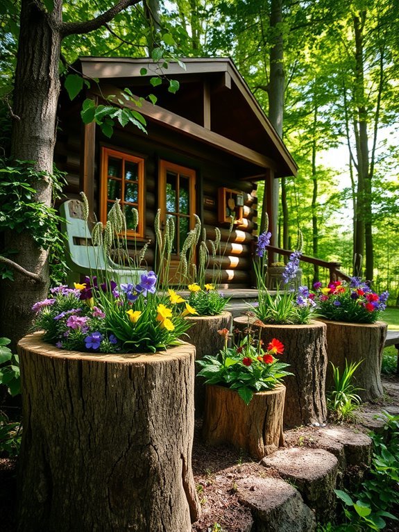 decorative tree stump planters