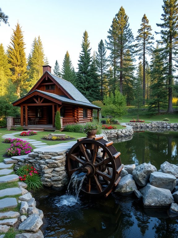 decorative water wheel features