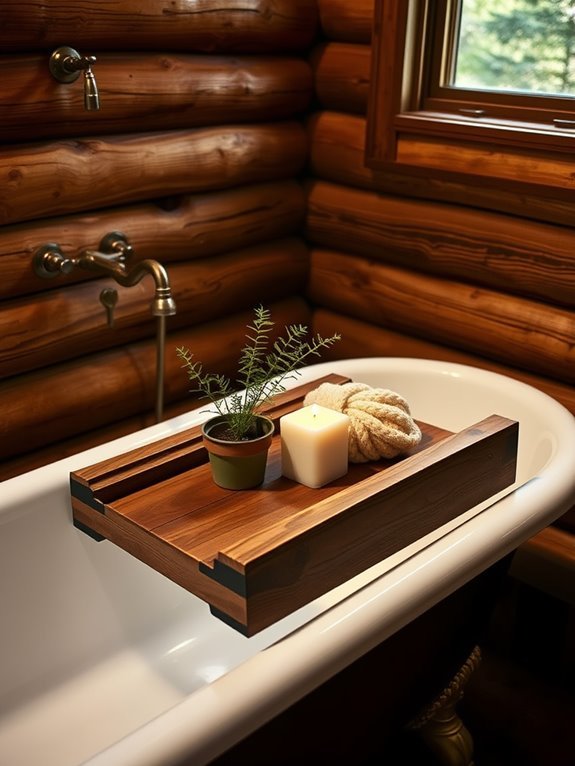 elegant wooden bath organizer