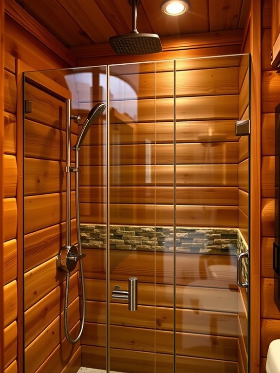 elegant wooden shower enclosure