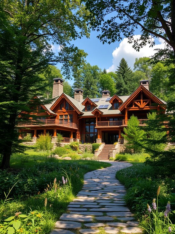 elegant wooden stone residence