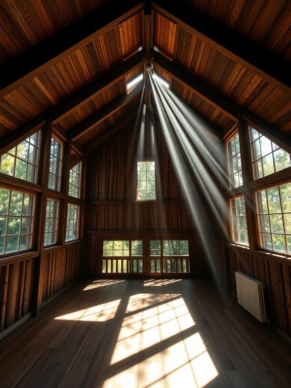 exposed wooden ceiling beams