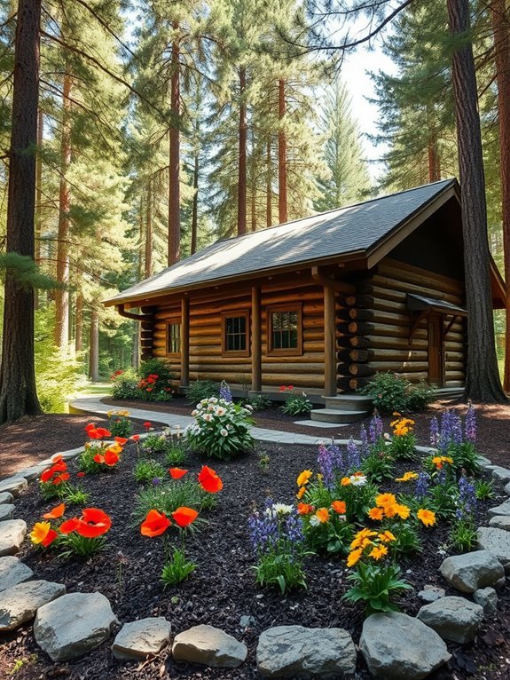 flower beds with mulch