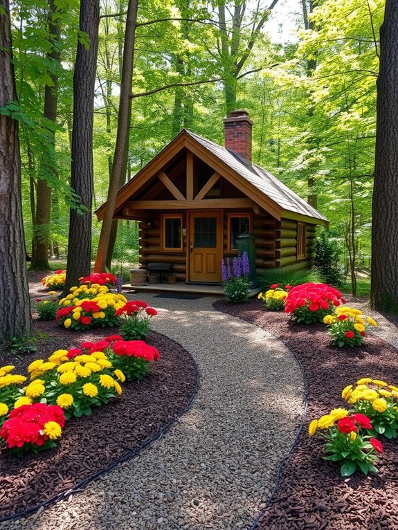 flower borders with mulch