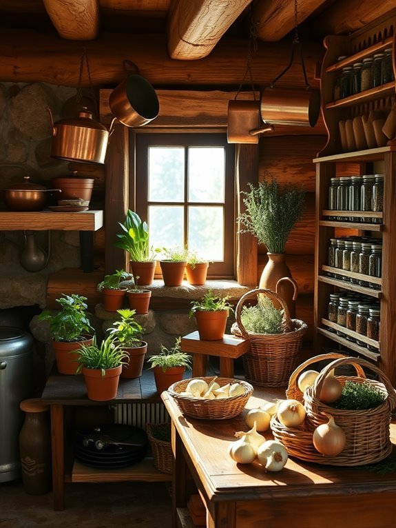 fresh aromatic herbs growing