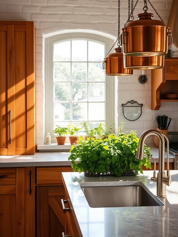 fresh herbs on windowsill