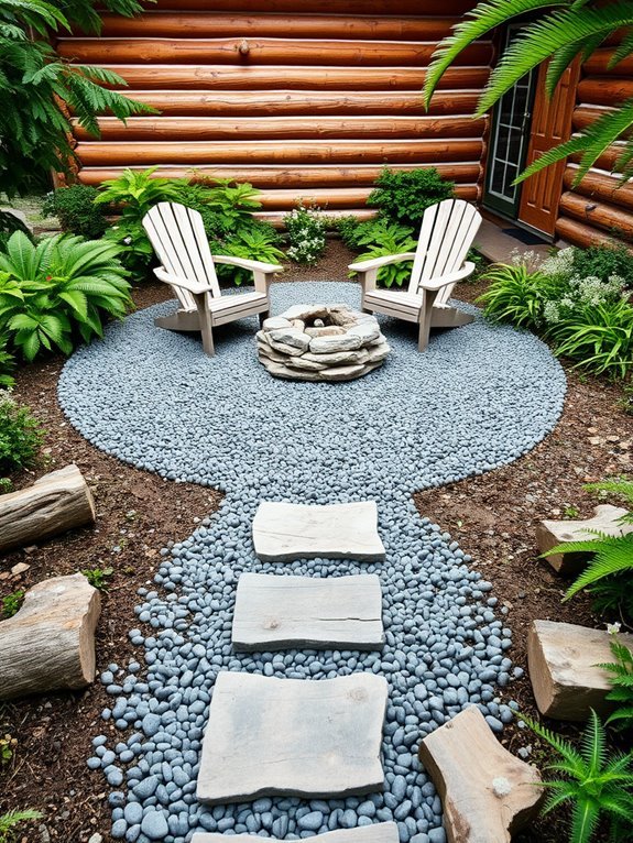 gravel outdoor seating space