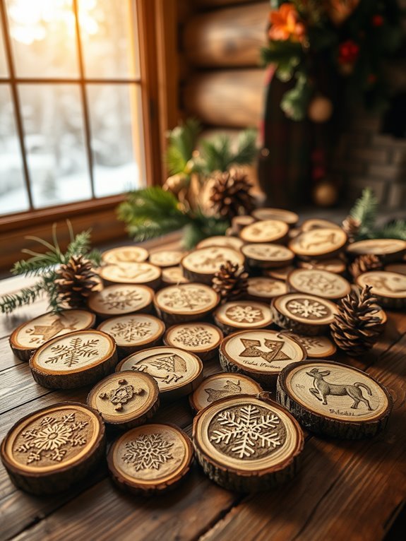 handcrafted wooden slice ornaments