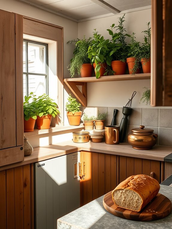 herbs in decorative pots