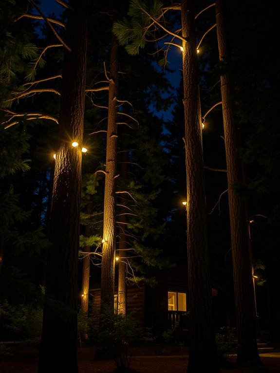 illuminated branches in trees