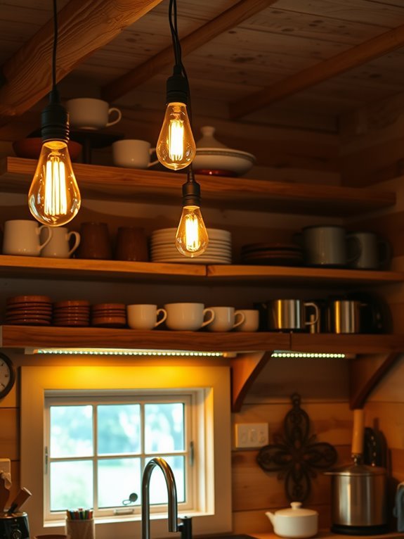 illuminated open shelving design