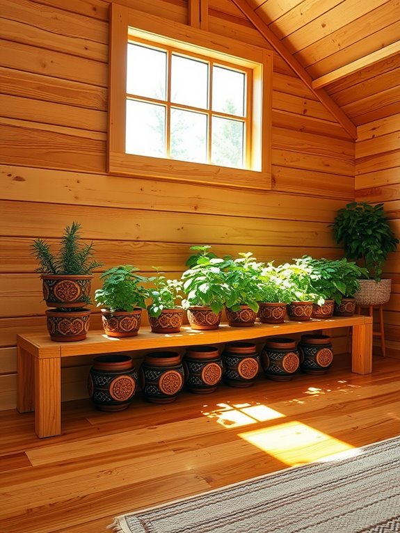 indoor herb gardening setup