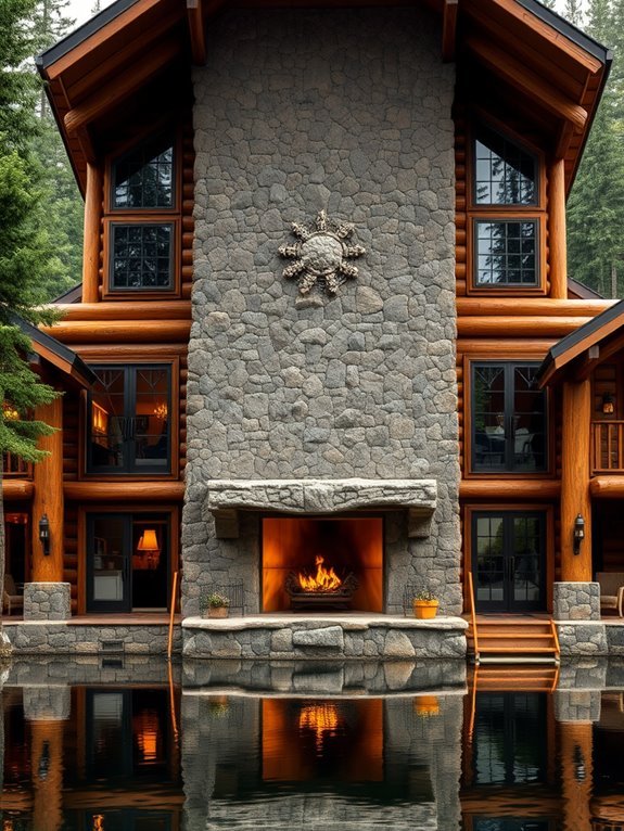 lakeside luxury log cabin