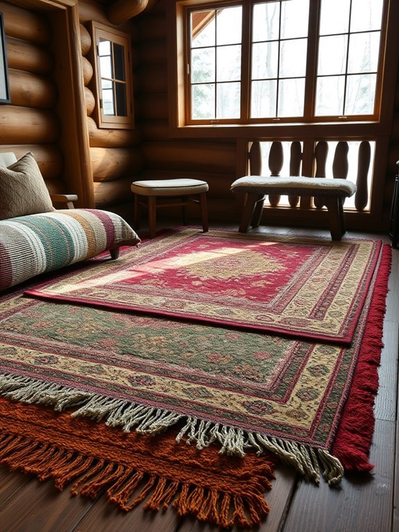 layered rugs for warmth