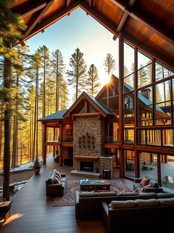 lodge surrounded by pines