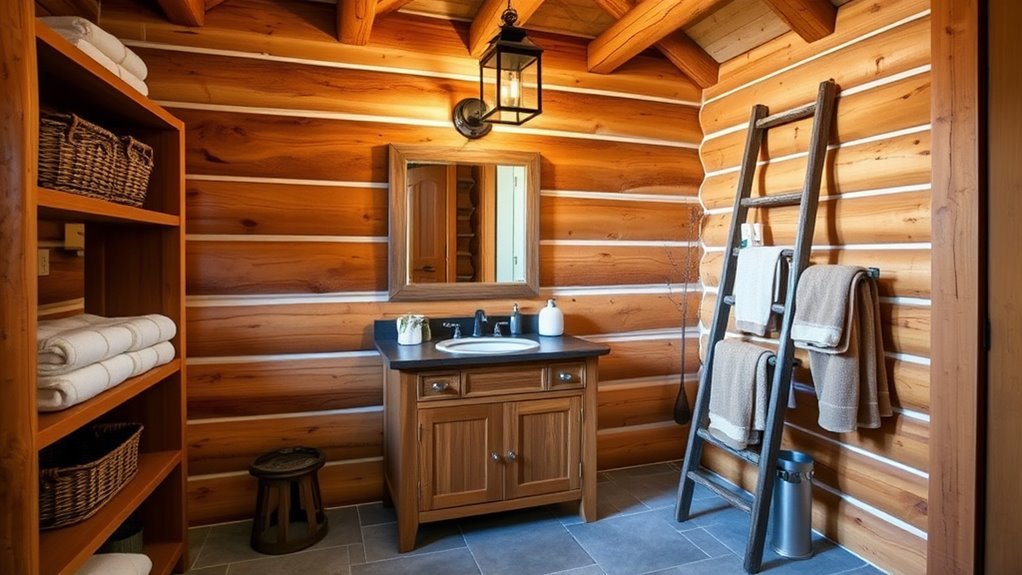 log cabin bathroom storage solutions