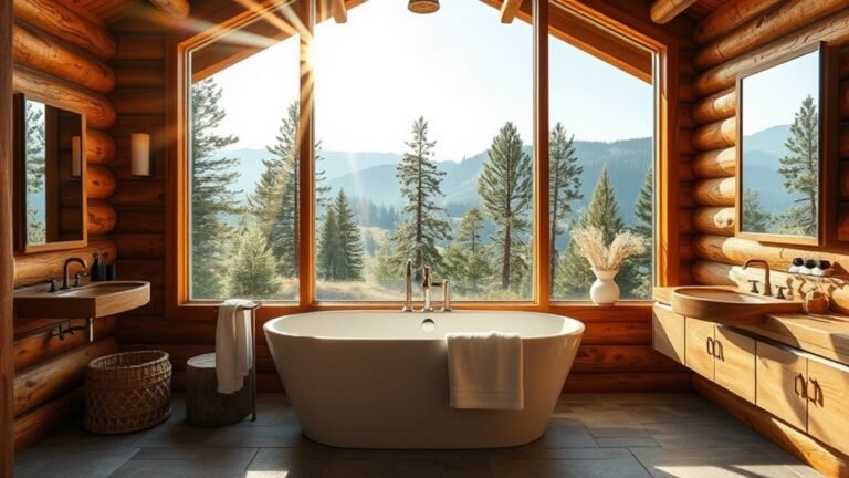 log cabin bathrooms views