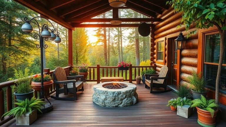 log cabin deck landscaping ideas