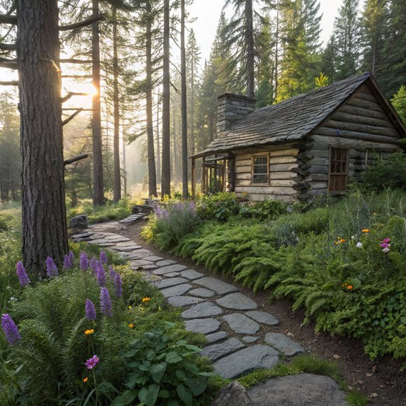 log cabin landscape inspiration