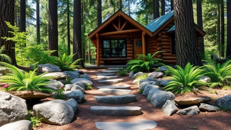 log cabin rock landscaping