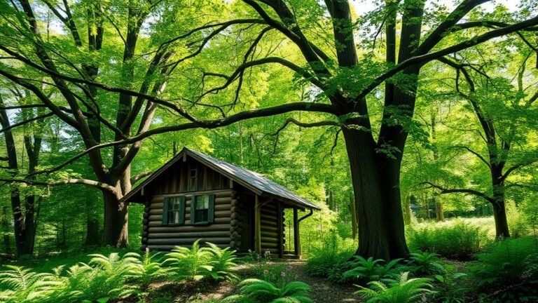 log cabin tree landscaping