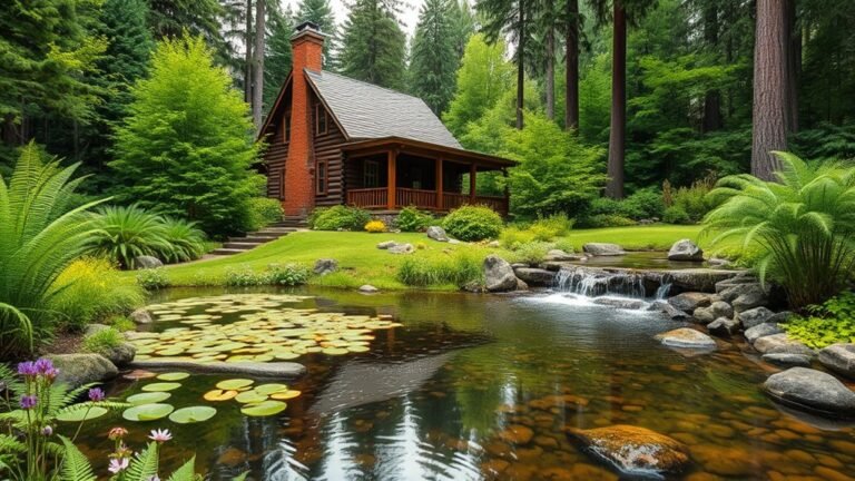 log cabin water features