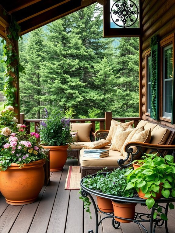 lush foliage in containers